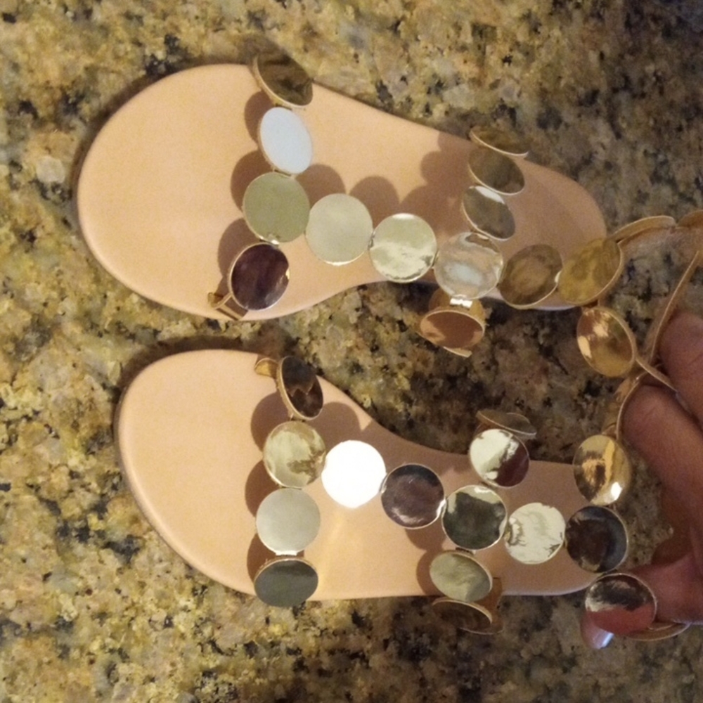 Ancient Greek Sandals Metallic Disc Sandals